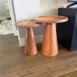 Accent Tables  Natural Solid Wood Set of 2