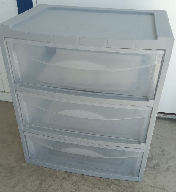 3 DRAWER Plastic Storage, Clear & Gray $5