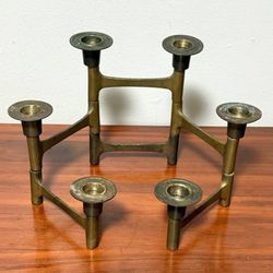 Vintage Mid Century Articulated Folding Brass Candle Holder Decor