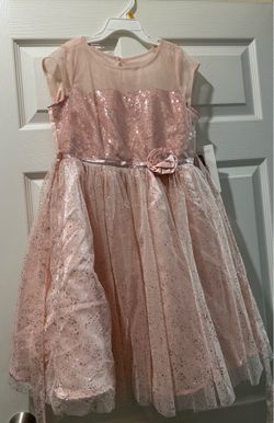 Jona Michelle Little Girl's Sparkly Sequin Glitter Rose Gold champagne shimmer dress Size 10 New with tags
