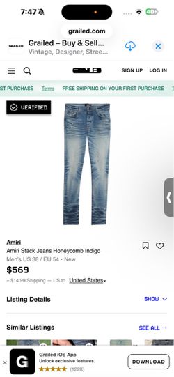 Amiri Stack Jeans Honeycomb Indigo