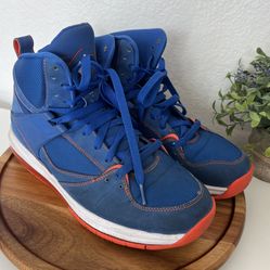 Jordan Air Flight 45 High Max Size 9 Carmelo Anthony 524866-401 Blue/Orange.