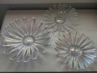 Vintage iridescent Federal Glass Company, serving bowls, set of 3