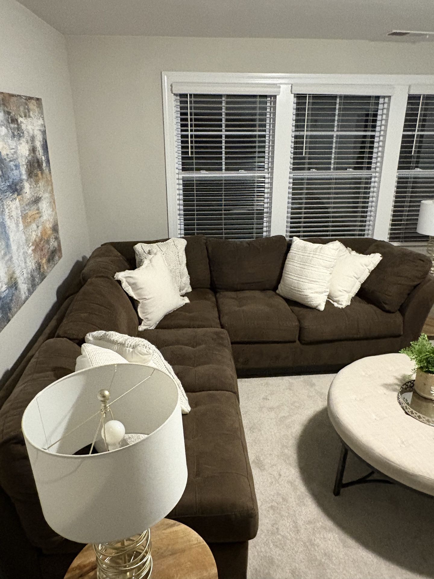 Large Brown Sectional Sofa – Cozy, Modern, Great Condition