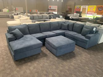 Navy blue custom sectional 