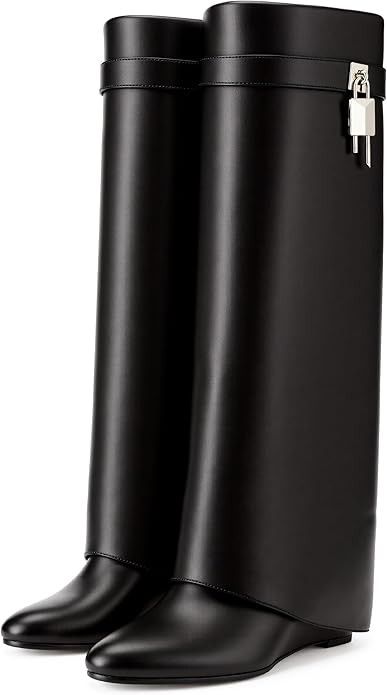 Black 9.5 wide calf Shark boots with lock regular width 