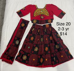 Girls 3 Piece Chaniya Choli Garba Diwali Set Size 2 Year (approx)