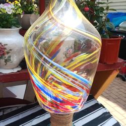 Glass Base Nice Colors Good Condition 8" W X 23" H