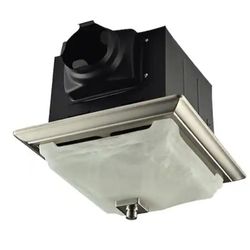 Lift Bridge Kitchen & Bath Decorative Brushed Nickel 110 CFM Ceiling Bathroom Fan with Light & Glass Globe