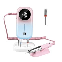 Professional Nail Drill Machine, AZ GOGO 40000RPM Rechargeable Pro Electric Nail Drills for Acrylic Gel Nails - Updated Coreless Motor