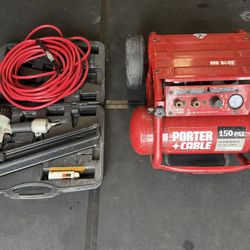 Porter Cable Air Compressor + Framing Nailer + Hose