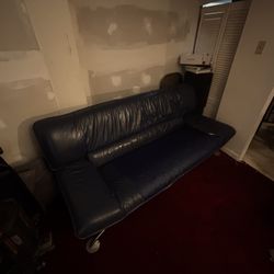 Blue Leather Sofa 