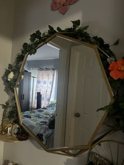 Gold Hexagon Mirror For Sale