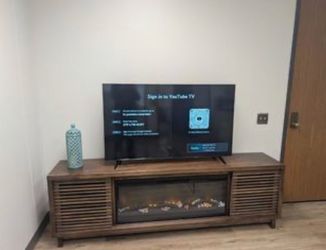 Fireplace electric & wooden brown TV stand