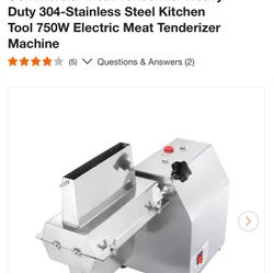 VEVOR Commercial Meat Tenderizer Heavy Duty 304-Stainless Steel Kitchen Tool 750W Electric Meat Tenderizer Machine