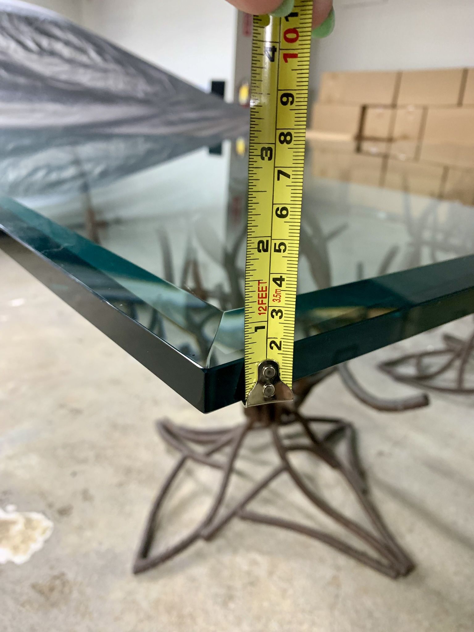 Dining Room Glass Table With Iron Bases 