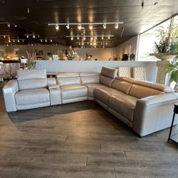 6PC Leather Power Sectional Reclining 