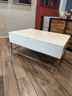 West Elm-White lacquer pop-up coffee table