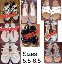 Many Pairs Of Brand Women Shoes. Some NEW like new & Gently Used Sizes 5.5 - 12. See Description For Prices