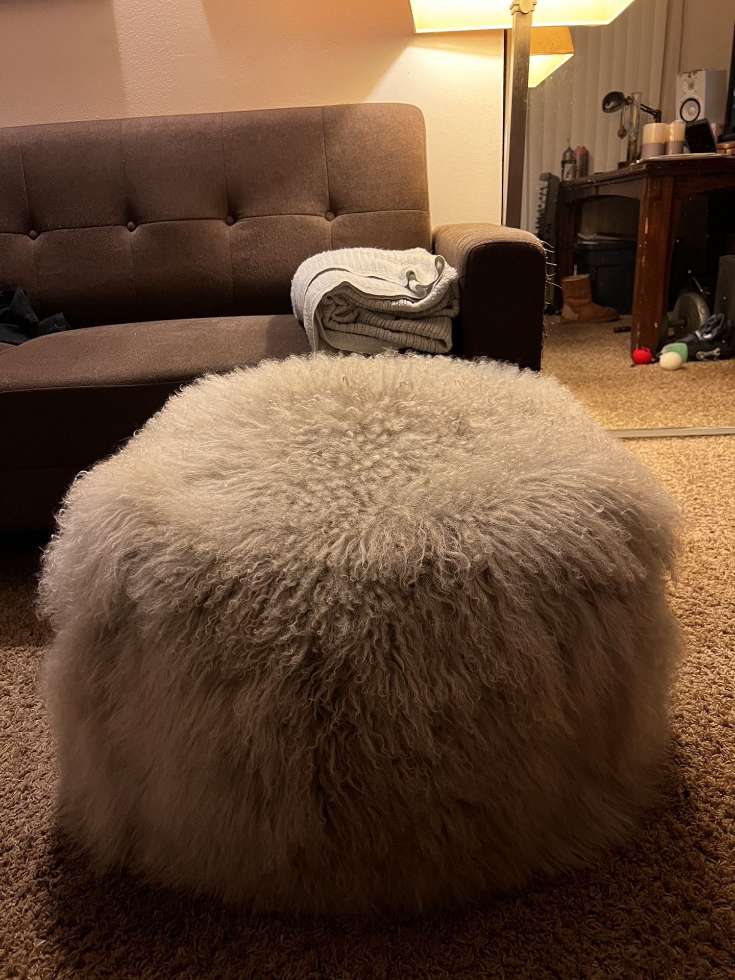 Tibetan Fur 18” Pouf Ottoman