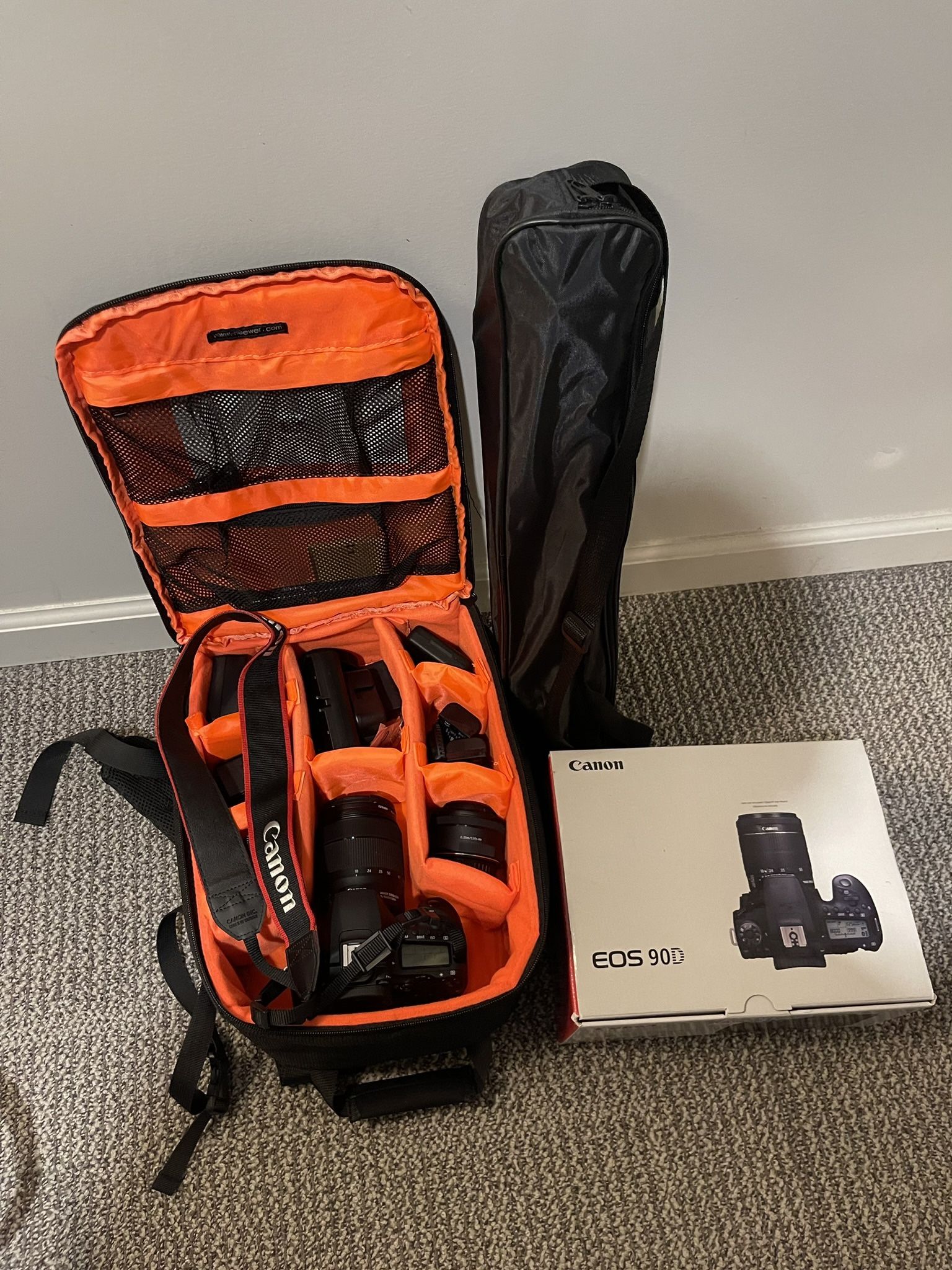 Moving Out Sale: Canon EOS 90D DSLR Camera Bundle - Gently Used Only 3 Times, Includes Complete Accessories