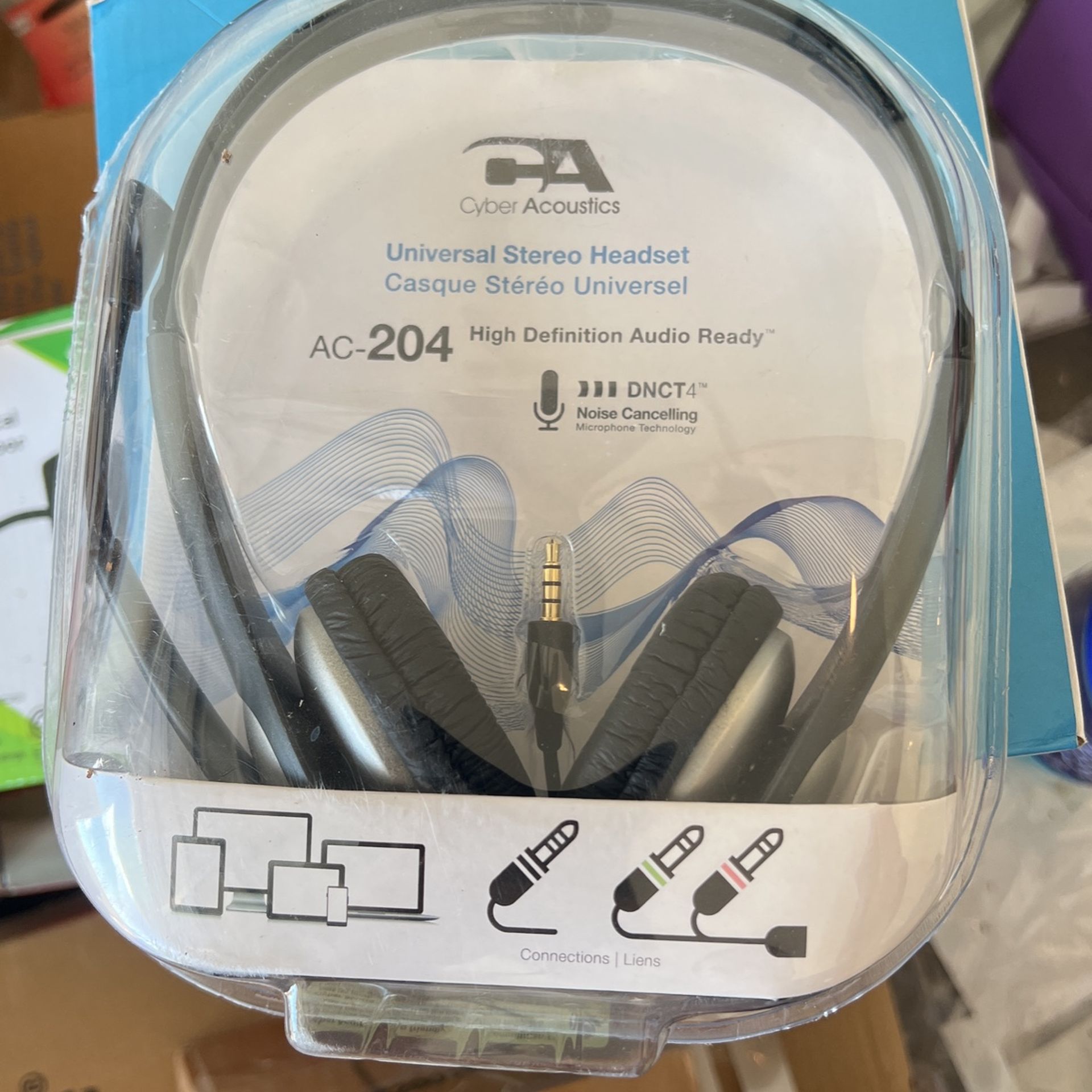 Cyber Acoustics Stereo Headset, 3.5mm stereo & Y-adapter for separate Headphone & Mic Connection, K12 School Classroom and Education (AC-204)