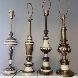 Set of Four/4 Coordinating Vintage Brass Stiffel Lamps