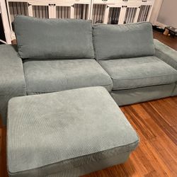 KIVIK IKEA TWO SEATER COUCH WITH OTTOMAN STORAGE