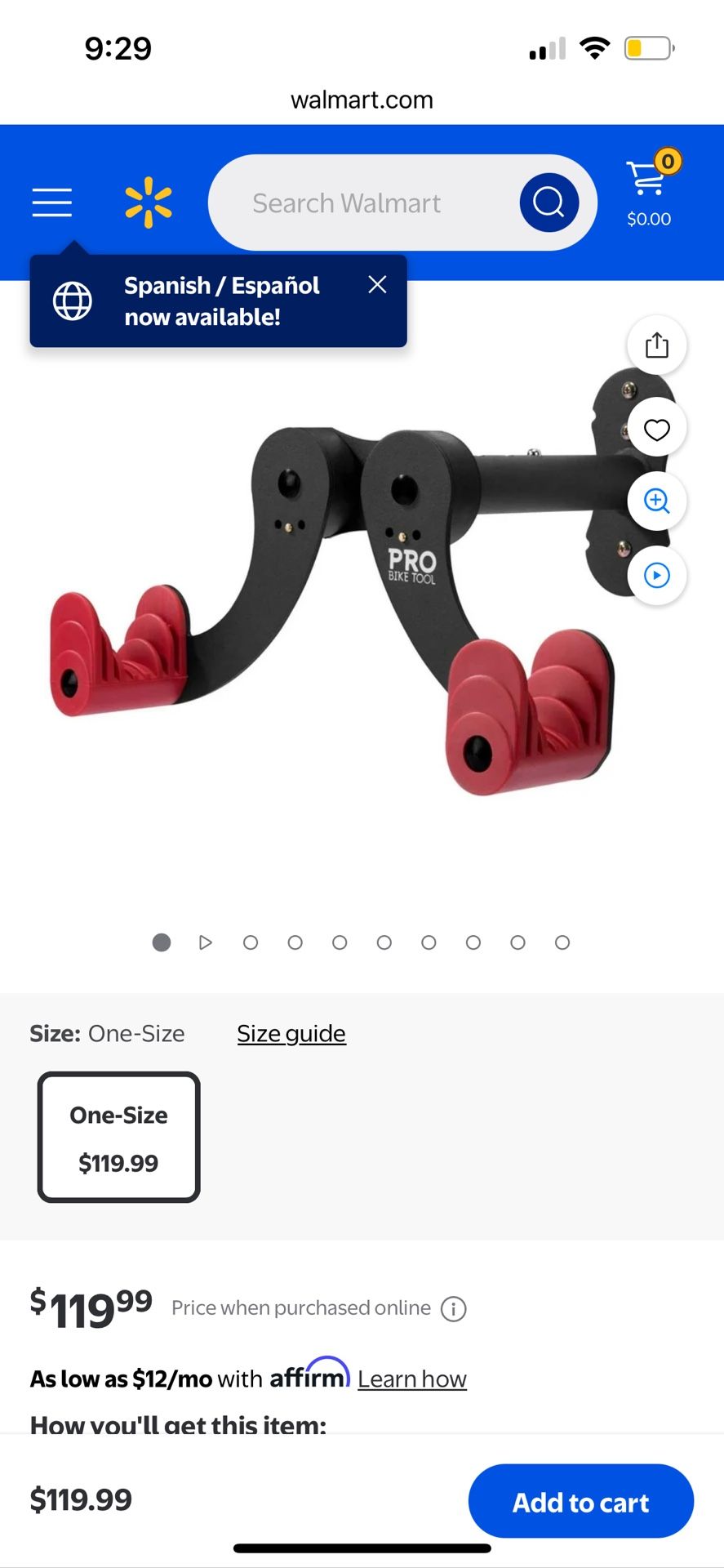 Pro Bike Tool Bike Wall Mount Bike wall Hanger Single