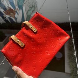 Louis Vuitton Vernis Monogram Reade PM Red Patent Leather Tote Handbag