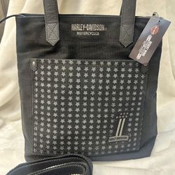NEW!! Harley-Davidson Women's Uno Stars Distressed Cotton Denim Tote Bag