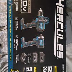 1/2 Hammer Drill 1/4 Impact Drill With Charger And 2 Batteries