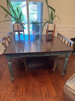 Solid wood table with chairs