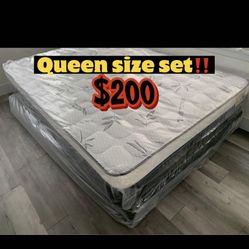 Queen Size Pillow Top Mattress Set βΌοΈβΌοΈ