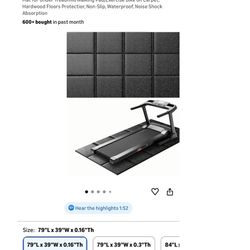 Black Treadmill Mat - New