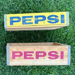 PEPSI Cola Wood Crate 2 Lot Vintage