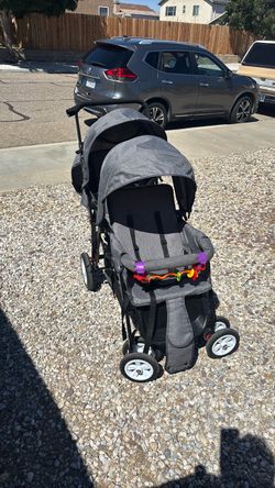 Double Tandem Baby Stroller Gray