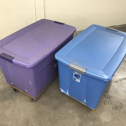 Storage Bins with Lids & Wheels 35 Gallon 2 Together 