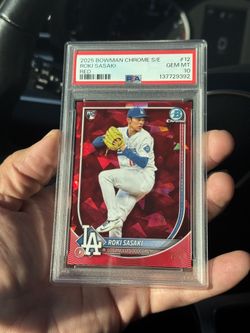 2025 Bowman Chrome Sapphire Rookie Sasaki 1/5 Red Sapphire Rookie Card Psa 10 POP 1