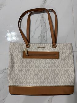 Cream and Brown Michael Kors Tote Purse