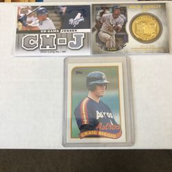 Robinson Cano Topps MLB Debut Card, Chin-Lung-Hu UD Game Day Jersey Card & Craig Biggio Topps 1987 Card