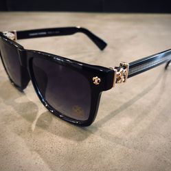 Chrome Sunglasses Hearts Black Gold Fleur Logo Stamps Glasses Shades 