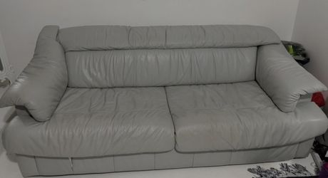 Gray leather queen size air mattress pull out sofa