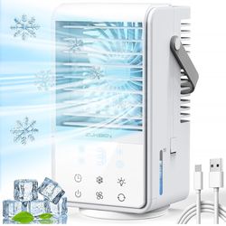 Portable Air Conditioners, 90° Oscillation Mini Air Conditioner With 3 Speeds 2 Mist, 1000ml Evaporative Air Cooler Fan With 9 Timer 7 Colors, Portabl