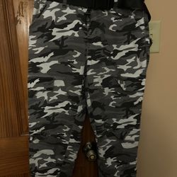 Camo Jogger Pants with Belt