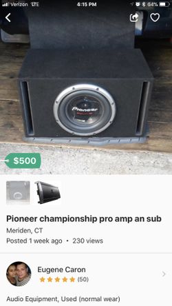 Pioneer championship pro sub an amp