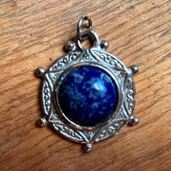 Stunning Pewter Pendant With Blue Stone