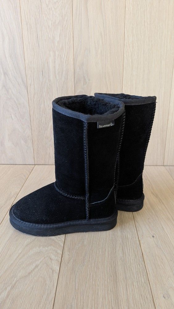 Bearpaw Youth Size 13 Winter Snow Boots Black Suede