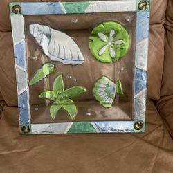 Large Painted Glass  Plate