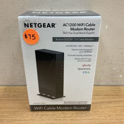 NETGEAR AC1200 WIFI CABLE MODEM ROUTER 802.11AC DUAL BAND GIGABIT.
